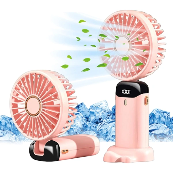 Ventilador Portátil, 6 Velocidades, Mini Ventilador Dobrável A Bateria Com Visor Led Para Casa, Escritório, Quarto, Viagens Ao Ar Livre