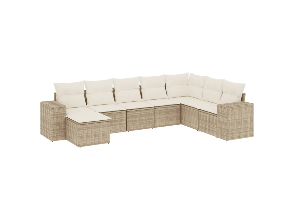 Conjunto de 8 Sofás para Jardim com Almofadões Vime Pe Bege MAISON EXCLUSIVE (8 pcs)