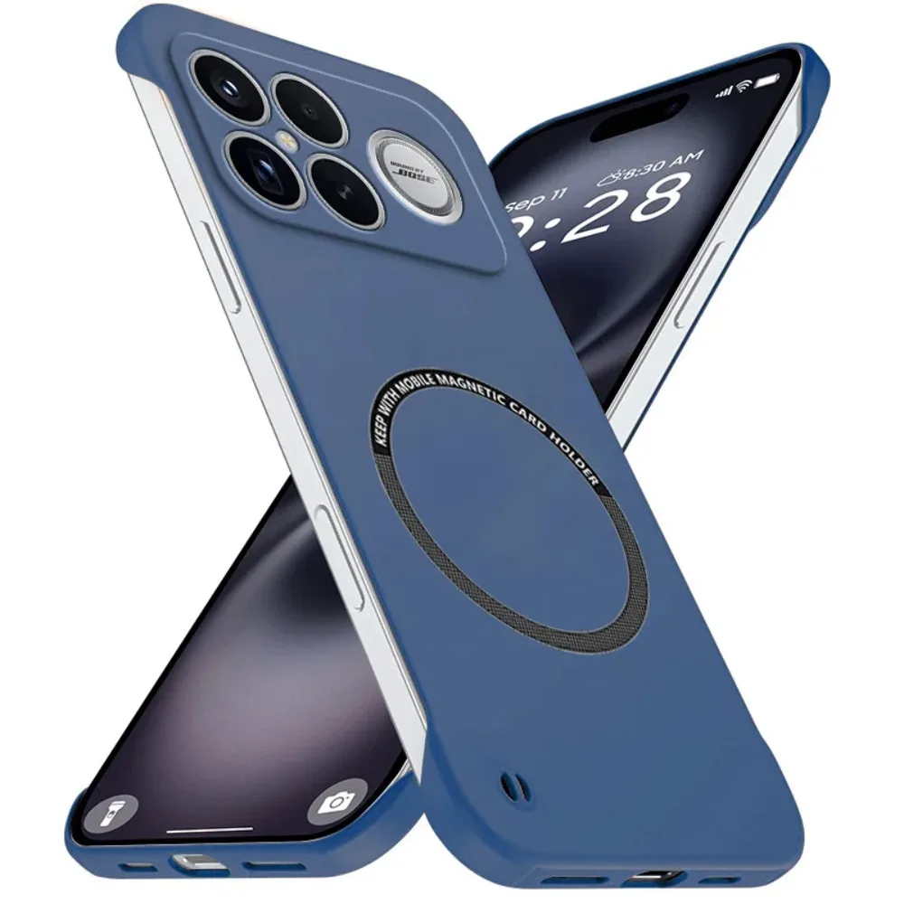 (azul, Poco F7) Capa Magnética Ultrafina Sem Bordas Para Celulares Xiaomi, Resistente A Quedas E Com Carregamento Sem Fio.