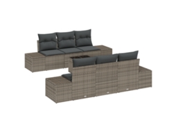Conjunto 7 Sofá De Jardim Vidaxl Cinzento Vime Pe (55 X 55 X 37 Cm)