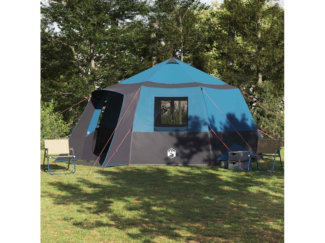 Vidaxl Tenda De Cabana 12-pessoas Azul E Cinza 500 X 500 X 294 Cm