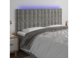 Vidaxl Cabeceira De Cama C/ Led Veludo 160x5x118/128 Cm Cinza-claro