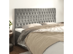 Vidaxl Cabeceira Cinza Claro 200x7x118/128 Cm Veludo