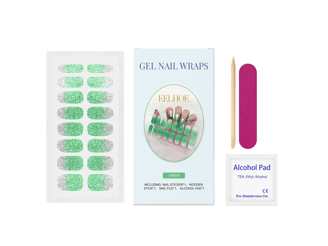 Adesivos de Unhas Gel Verde Brilhante para um Estilo Sofisticado e Natural LAXISCREED