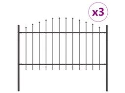 Conjunto 3 Barreira De Jardim Vidaxl Cinzento Aço Revestido A Pó (170 X 140 Cm)