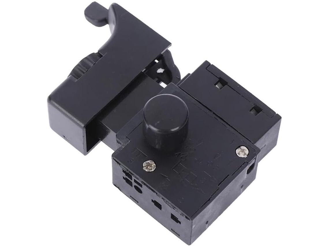 Botão De Gatilho Com Trava Para Controle Elétrica 6a, 250v, Peça Em Plástico Preto