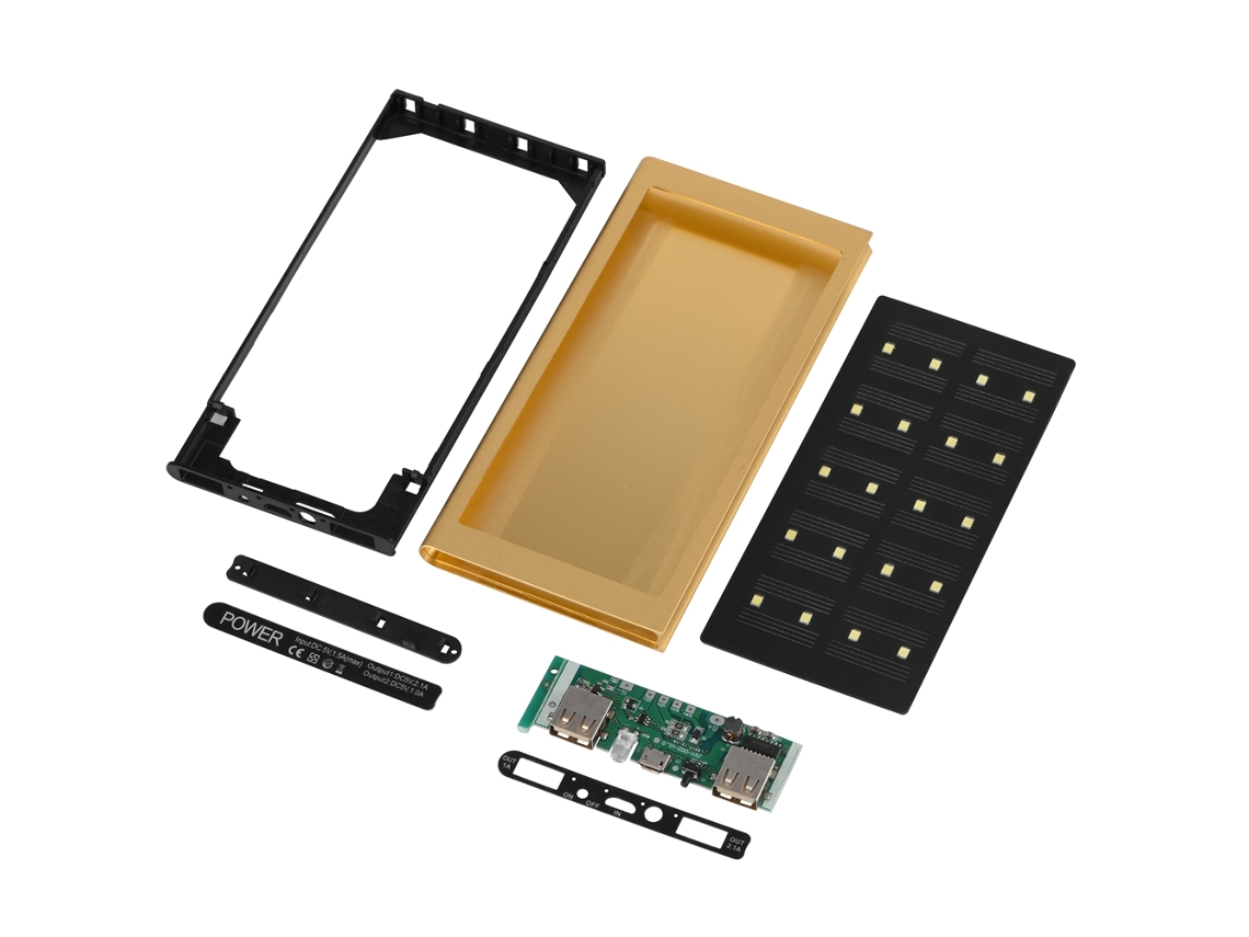 Kit de Power Bank 8000mah Power Bank Solar com Luz Led Tianshu (dourado) EOOCOO (carregamento Solar, Saída Usb Dupla)