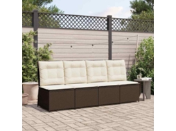 Vidaxl Sofá De Jardim Com Almofada Preto E Branco Creme Vime Pe