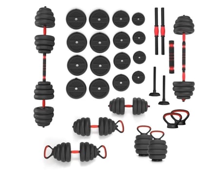 Conjunto de pesos 6 em 1 Hms Sgn140 40 kg (barra, haltere e kettlebell)