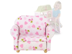 Primerox sofá de Mini Casinha de Bonecas 1:12 com Decoração de Coração e Morango