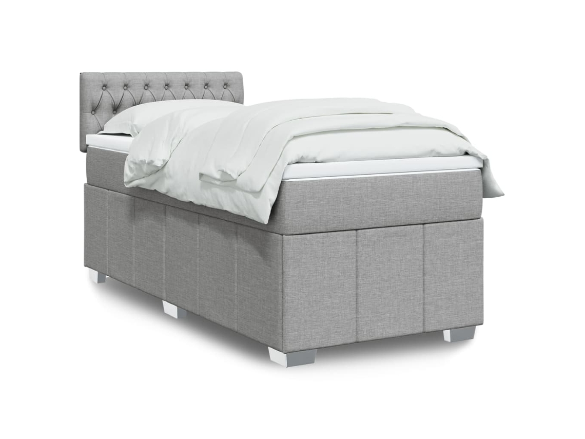 Vidaxl Cama Com Molas/colchão 80x200 Cm Tecido Cinza-claro