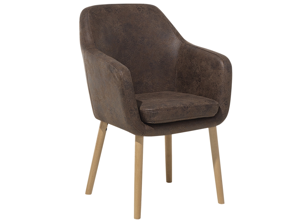 Silla De Diseño Beliani Yorkville De Piel Sintética Marrón 56x46x82