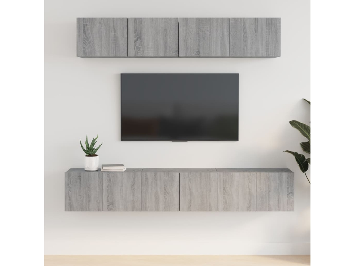 Conjunto Móveis De Tv 5 Pcs Madeira Processada Sonoma Cinza Dkd Home Decor