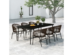 Vidaxl 7 Pcs Conjunto De Jantar Para Jardim Castanho