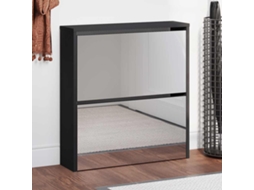 Vidaxl Sapateira Com Espelho De 2 Divisórias 63x17x67cm Preto