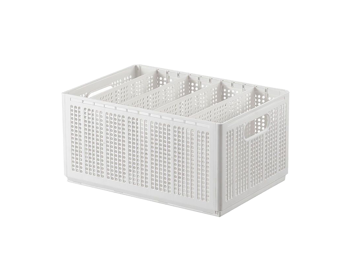 Organizador de Calças Dobrável para Armário com Divisórias Ajustáveis Branco Puro 5 Grelhas 4 Baffles