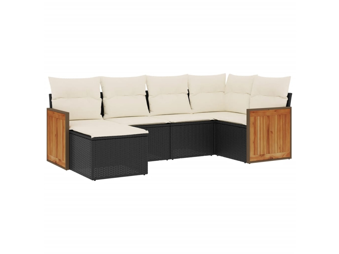 Conjunto 1 Conjunto De Sofás De Jardim Vidaxl Preto Vime Pe (62 X 62 X 69 Cm)