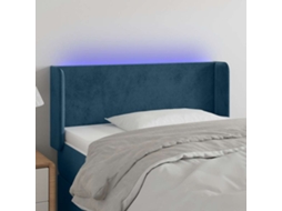 Vidaxl Cabeceira De Cama C/ Luzes Led Veludo 93x16x78/88cm Azul-escuro