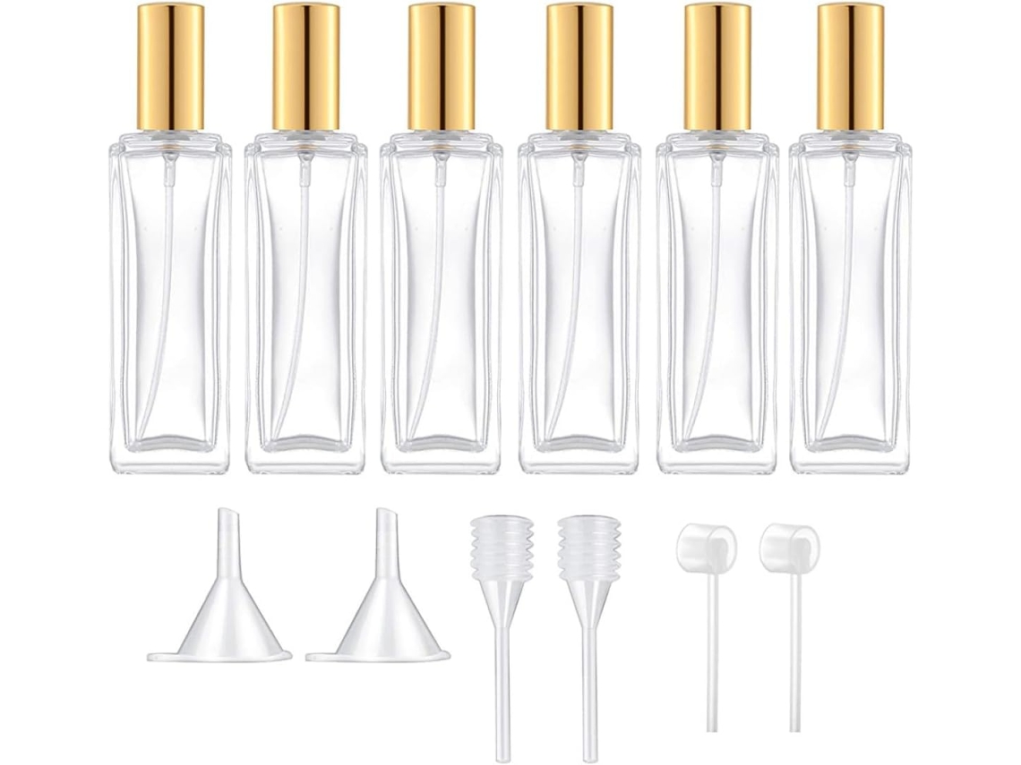 Frascos De Perfume De Vidro De 30ml, 12 Unidades, Com Borrifador Dourado.