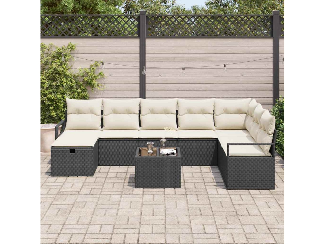 Vidaxl Conjunto De Sofás 9 Unid. 8-número De Lugares Preto E Creme
