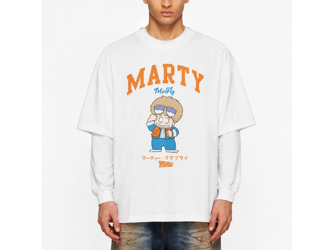 Rockinstone Back To The Future Movie Marty Mcfly Cartoon White Adult T-shirt Size:l