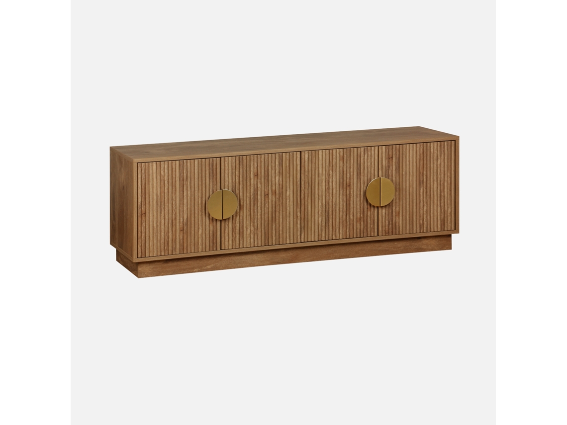 Móvel De Tv Efeito Madeira Mel De 4 Portas , 140cm, Efeito Madeira Mel