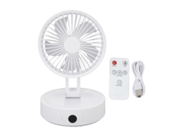 2026zentro-ventilador De Mesa Plegable 3 Velocidades Usb Recargable Con Luz Nocturna Control Remoto Oscilante Blanco Para Oficina Y Hogar