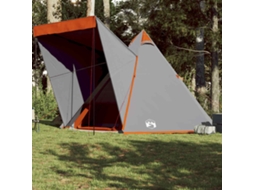 Vidaxl Tenda Familiar Tipi Para 6 Pessoas Impermeável Cinza/laranja