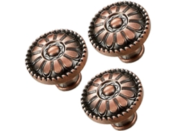 Conjunto De 3 Puxadores Circulares Vermelhos Antigos Para Gavetas E Portas Armários Cozinha, Em Liga De Zinco, Para