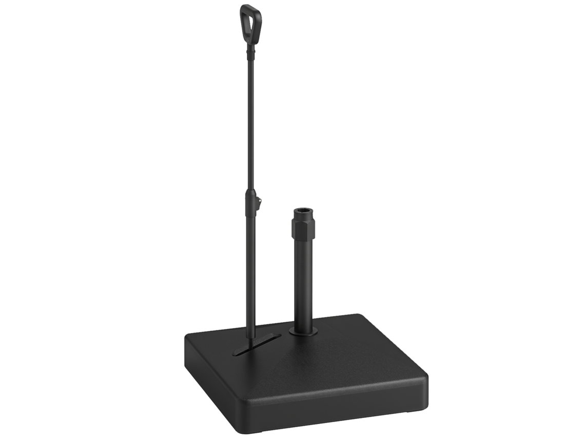 Base para guarda-sol com rodas ajustáveis, enchível com água e areia, plástico preto BTFORUS