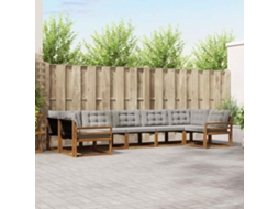 Vidaxl Conjunto De Sofás Para Exterior 7 Unid. Cinza Natural E Claro