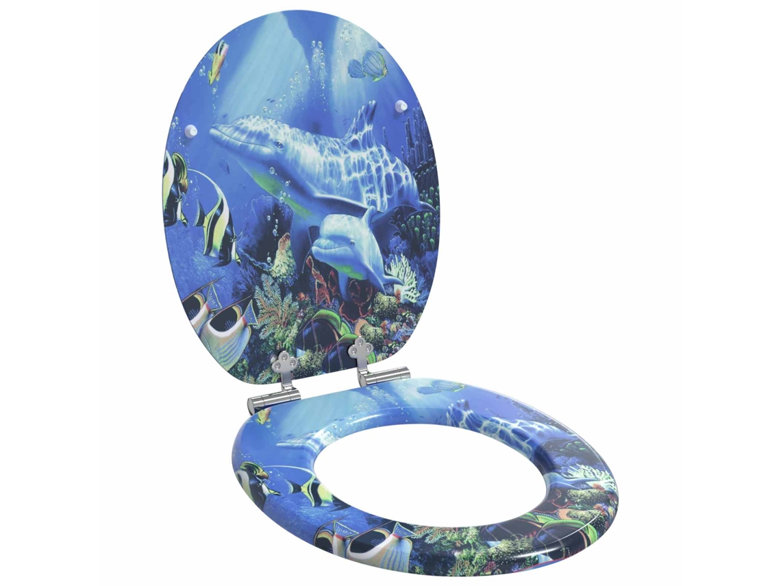 Vidaxl Assento De Sanitário Com Fechamento Suave Azul 44 X 38 Cm