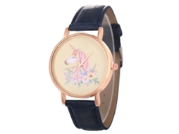 Relógio de Quartzo com Pulseira de Couro Estilo Simples Moderno para Jovens Amantes (azul Real)