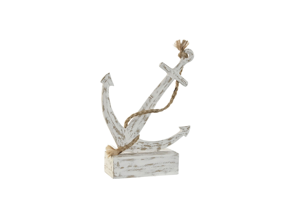 Figura Decorativa Casa Esprit Branco Âncora Mediterrâneo Decapé 31 X 7,5 X 40 Cm