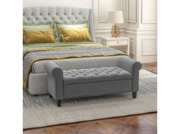 Banco de veludo para quarto, suporta até 120 kg, cinza, 126 x 48,5 x 47 cm. Banco acolchoado multifuncional Liptaptyn.