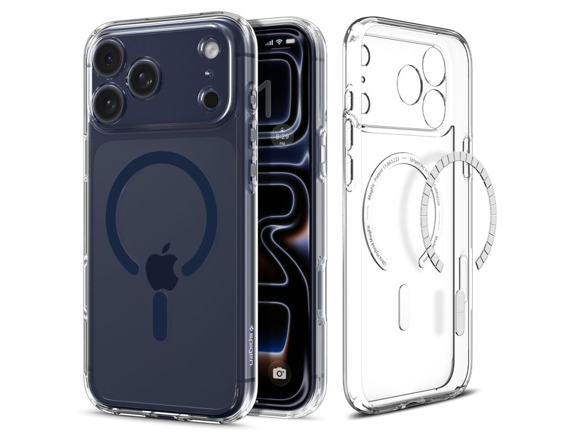 Capa Spigen Ultra Hybrid Magsafe Para Iphone 17 Pro Max, Transparente, Azul Profundo.