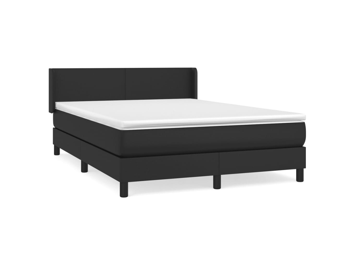 Cama com Molas Couro Artificial Preto MAISON EXCLUSIVE 140x200 cm