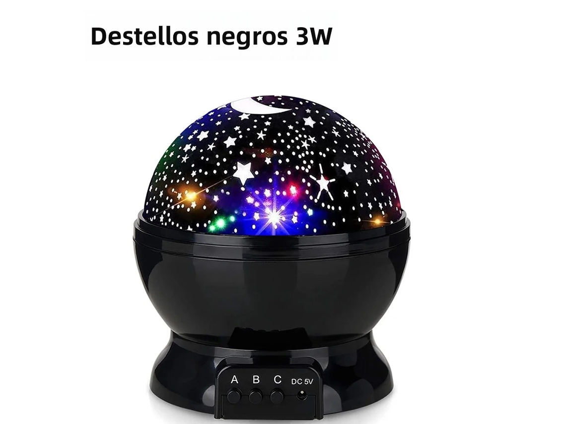 Luminária Noturna com Projeção de Céu Estrelado , Luminária Decorativa de Parede em Led com Rotação MDUG (3w, Preta)