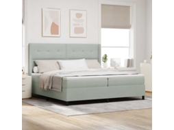 Vidaxl Cama Box Com Cabeceira Cinzento-claro 200 X 200 Cm Veludo