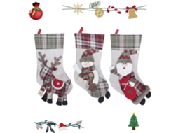 3 Meias de Natal para Decoração de Árvore Saco de Presente de Meia Personalizado Enfeites de Bolsa de Doces