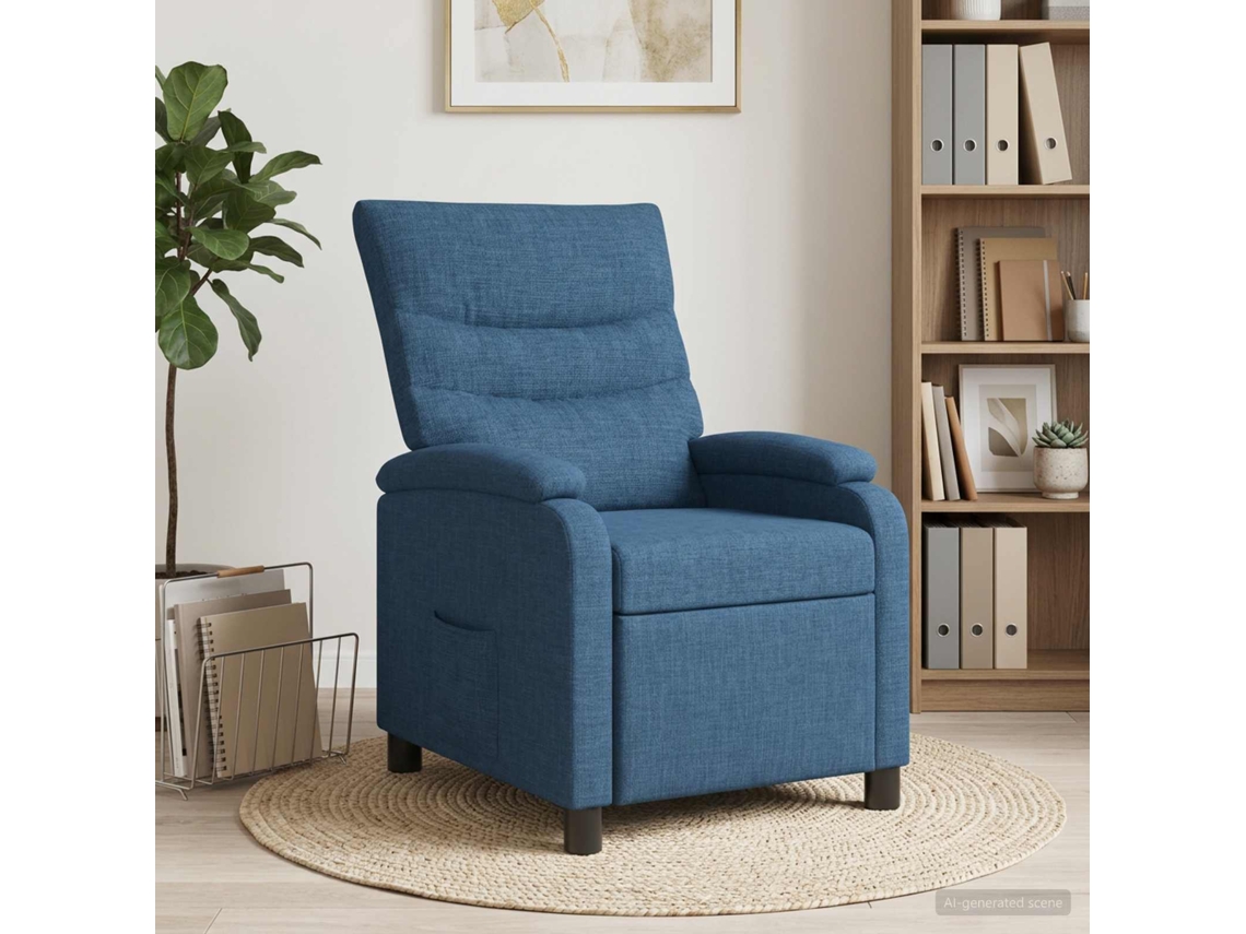 Vidaxl Reclinável Azul Tecido