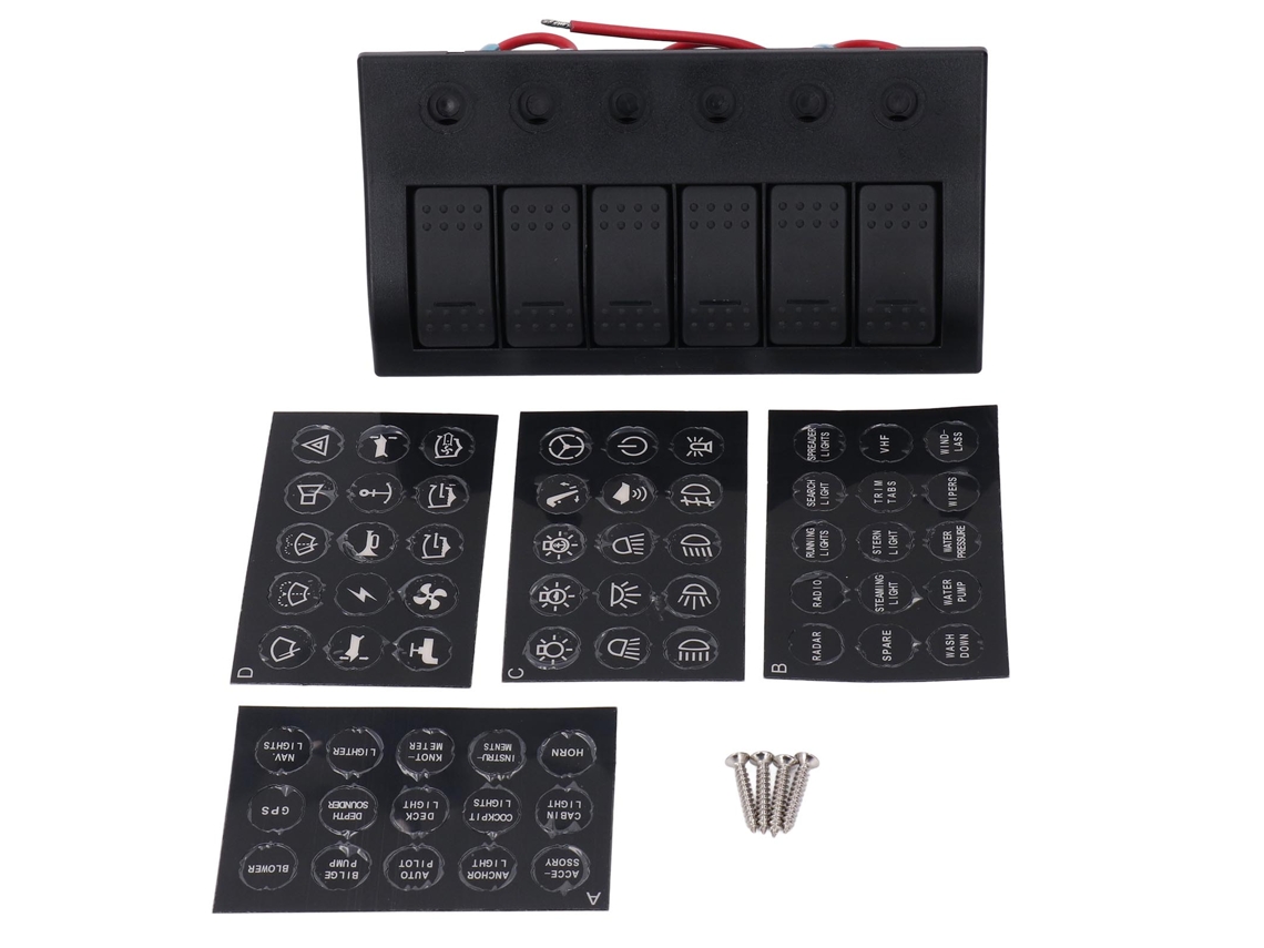 Painel de Interruptor Led OMSJD 6 Gang 12v 24v