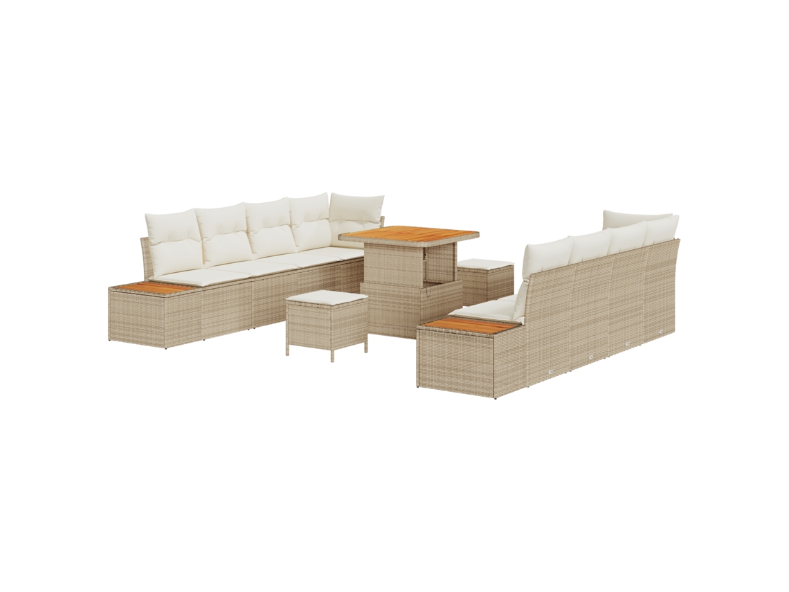 Conjunto 11 Conjunto De Sofá De Jardim Vidaxl Bege Vime Pe (80 X 80 X 71 Cm)