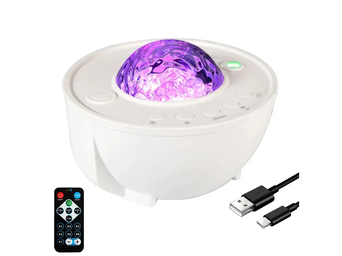 Proyector Estrellado Galaxia Luz De La Noche Waterwave Efecto Lámpara Proyección Altavoz Con Control Remoto Para Decoración Regalos