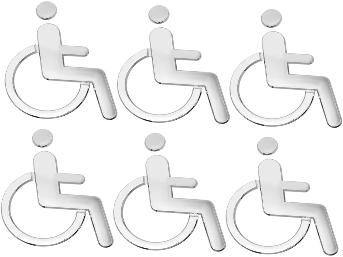 Conjunto de 6 Adesivos para Banheiro Adaptados Pessoas com Deficiência, Etiquetas Autoadesivas Vasos Sanitário