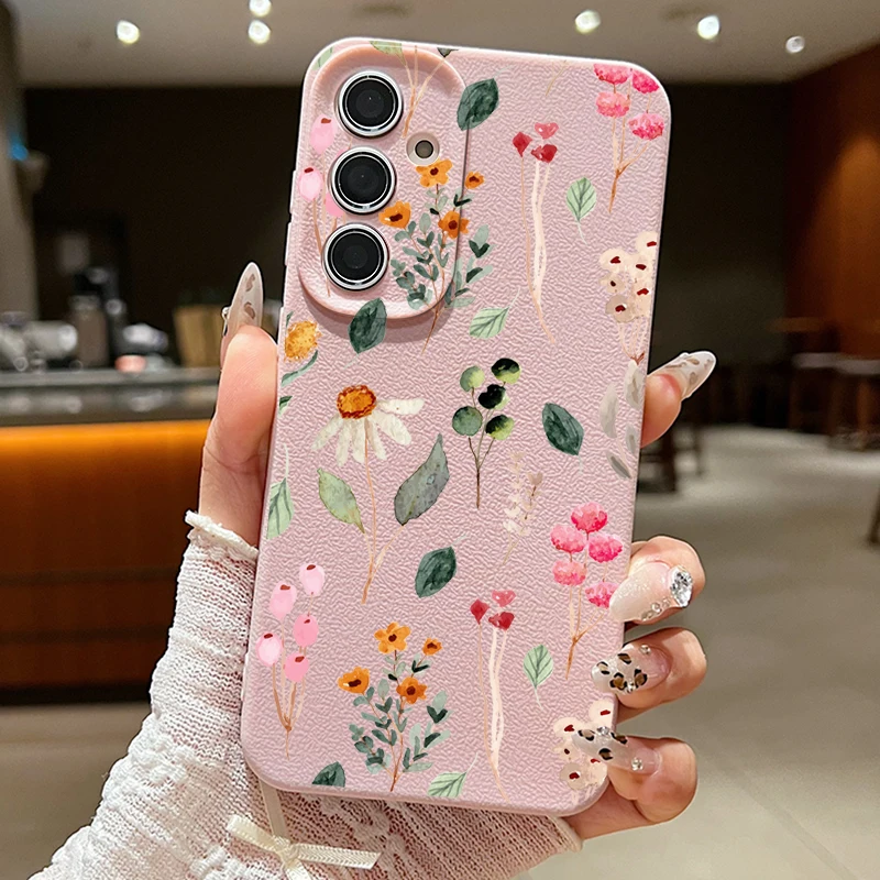 Capa De Celular Samsung Galaxy A14 Em Tpu Macio Com Estampa Floral (rosa)
