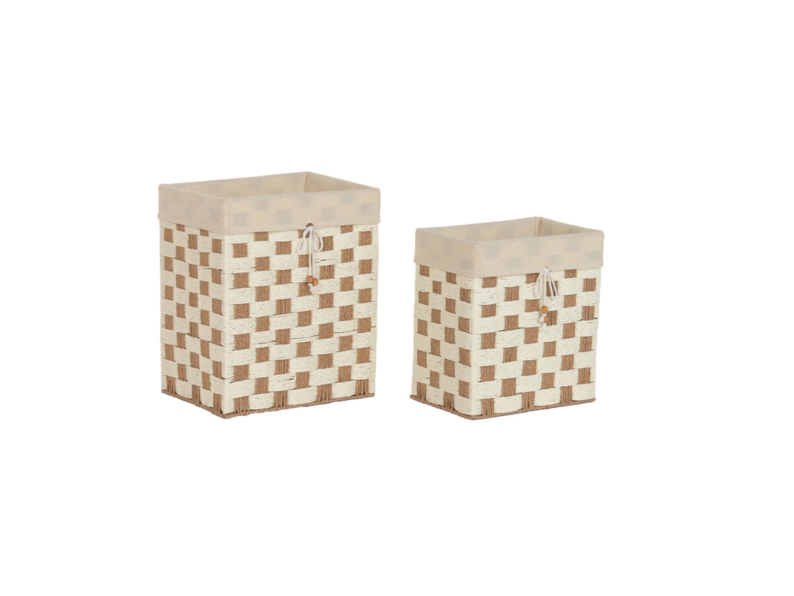 Conjunto de 2 Cestos de Fibra de Algodão Bege, 42x31x49cm ALEXANDRA HOUSE LIVING