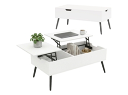 Mesa De Centro Elevatória Com Armazenamento Oculto Branca 50x100 Cm