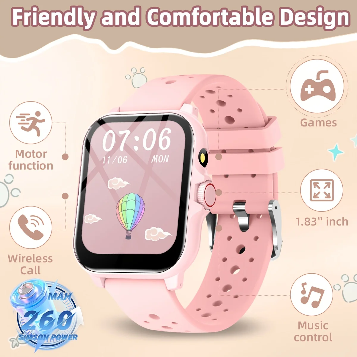 (rosa) Smartwatch Esportivo, Compatível Com Chamadas Sem Fio