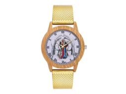 Relógio Analógico de Pulso com Pulseira de Malha Quartz para Mulheres e Homens Estilo Casual Ouro